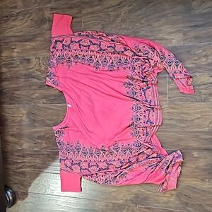 Free People Pick Me Up Tee Size Small Boho Red Paisley